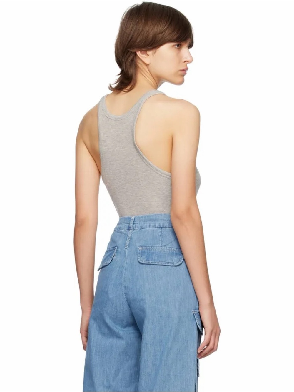 FRAME denim Racerback Rib Embroidered Tank Top - Picture 7 of 7